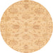 Round Abstract Orange Oriental Rug, abs3621