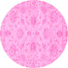 Round Oriental Pink Traditional Rug, abs3621pnk