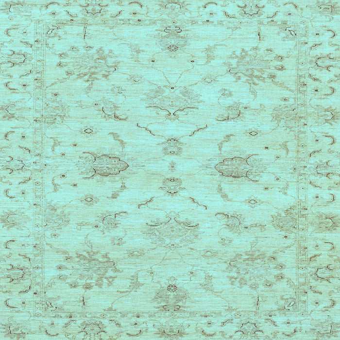 Square Machine Washable Oriental Light Blue Traditional Rug, wshabs3621lblu