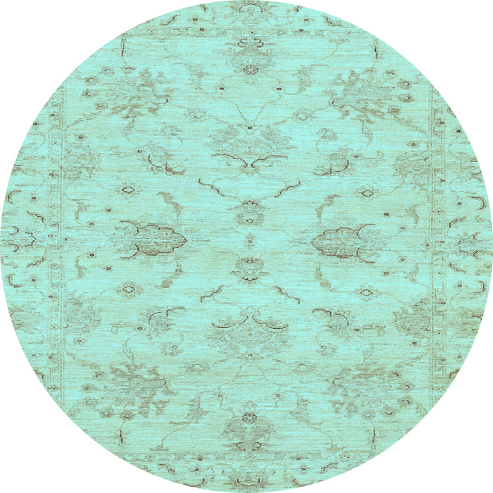 Round Oriental Light Blue Traditional Rug, abs3621lblu