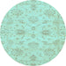 Round Oriental Light Blue Traditional Rug, abs3621lblu