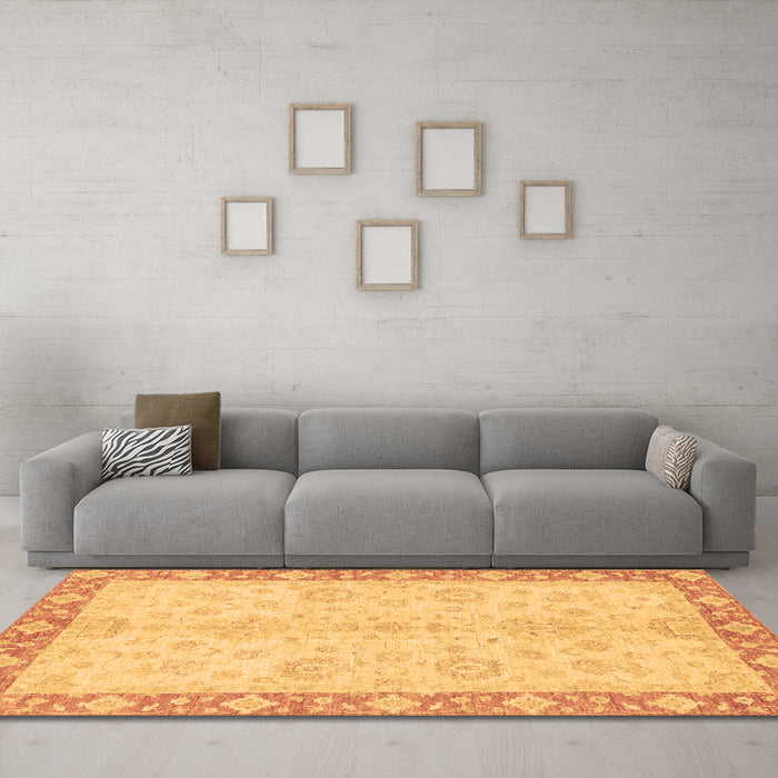 Machine Washable Abstract Brown Modern Rug in a Living Room,, wshabs3622brn