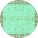 Round Abstract Turquoise Modern Rug, abs3622turq