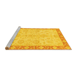 Sideview of Machine Washable Abstract Yellow Modern Rug, wshabs3622yw