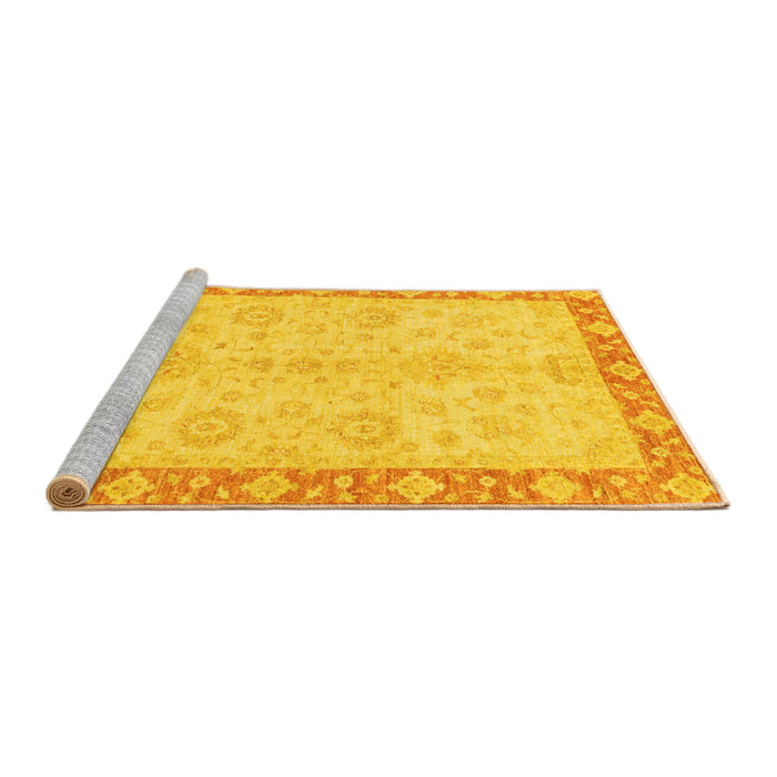 Sideview of Machine Washable Abstract Yellow Modern Rug, wshabs3622yw