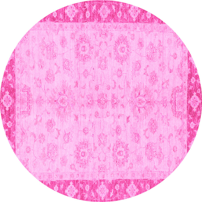 Round Machine Washable Abstract Pink Modern Rug, wshabs3622pnk