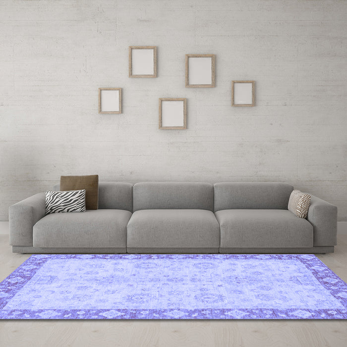 Machine Washable Abstract Blue Modern Rug in a Living Room, wshabs3622blu