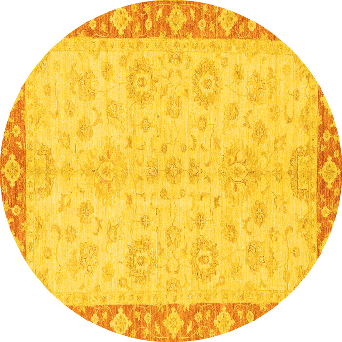 Round Abstract Yellow Modern Rug, abs3622yw
