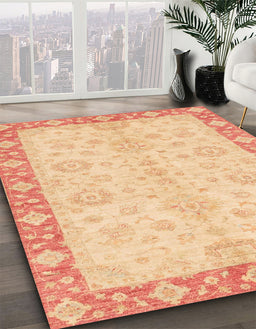 Machine Washable Abstract Yellow Rug in a Family Room, wshabs3622