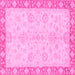 Square Machine Washable Abstract Pink Modern Rug, wshabs3622pnk