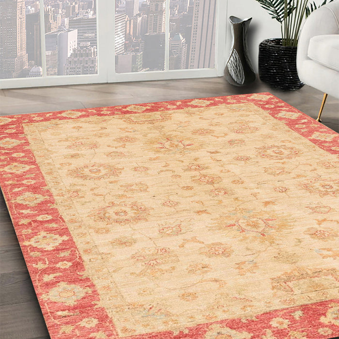 Abstract Yellow Modern Rug in Family Room, abs3622