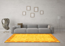 Machine Washable Abstract Yellow Modern Rug in a Living Room, wshabs3622yw