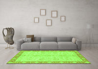 Machine Washable Abstract Green Modern Rug, wshabs3622grn