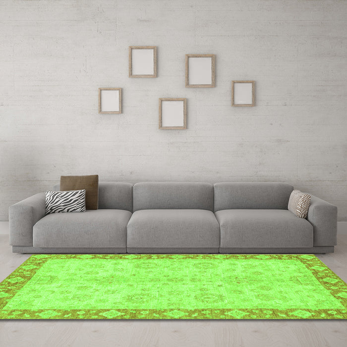 Machine Washable Abstract Green Modern Area Rugs in a Living Room,, wshabs3622grn