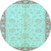 Round Abstract Light Blue Modern Rug, abs3622lblu