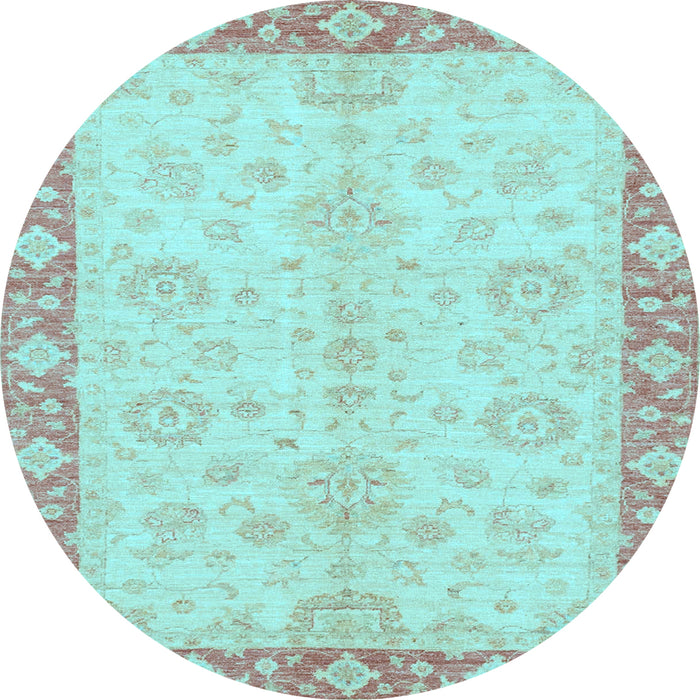 Round Machine Washable Abstract Light Blue Modern Rug, wshabs3622lblu