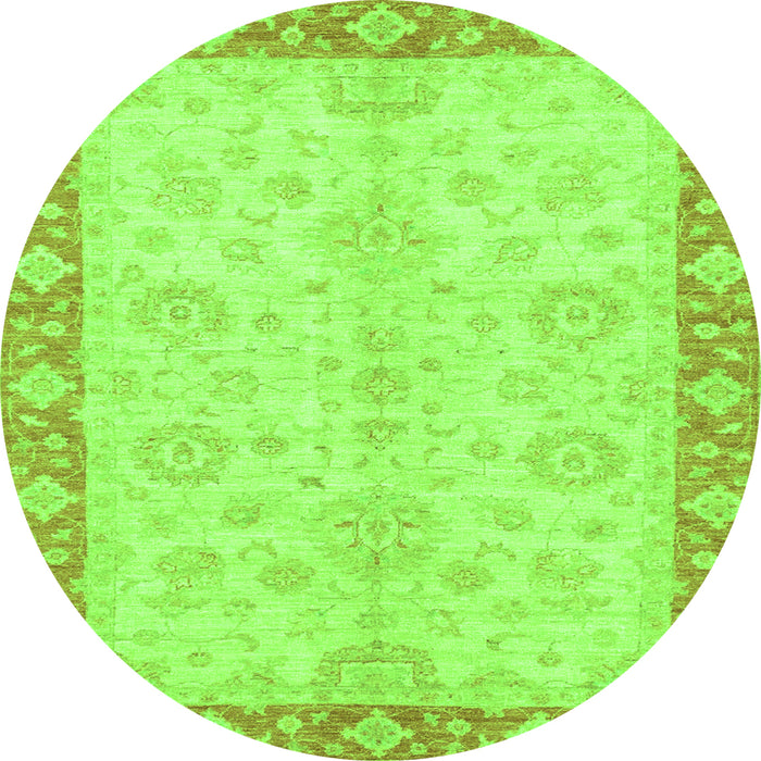 Round Machine Washable Abstract Green Modern Area Rugs, wshabs3622grn