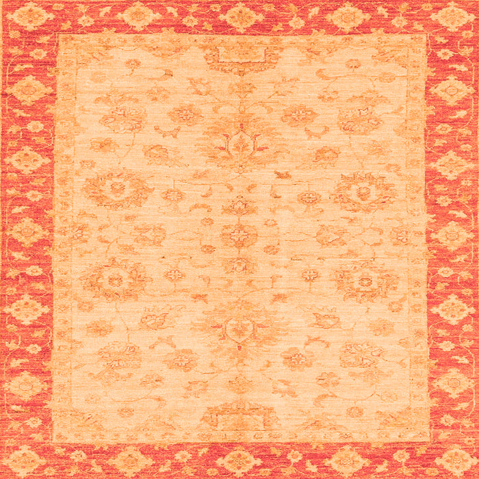 Square Machine Washable Abstract Orange Modern Area Rugs, wshabs3622org