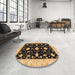 Round Abstract Bakers Brown Oriental Rug in a Office, abs3623