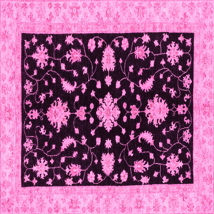 Square Machine Washable Oriental Pink Traditional Rug, wshabs3623pnk