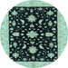 Round Oriental Light Blue Traditional Rug, abs3623lblu