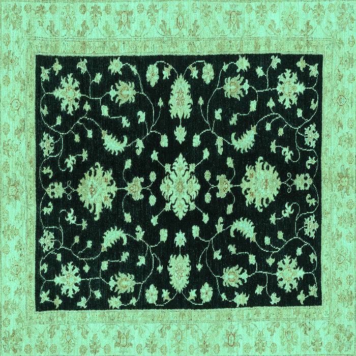 Square Machine Washable Oriental Turquoise Traditional Area Rugs, wshabs3623turq