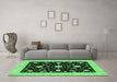 Machine Washable Oriental Emerald Green Traditional Area Rugs in a Living Room,, wshabs3623emgrn