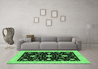 Machine Washable Oriental Emerald Green Traditional Rug, wshabs3623emgrn