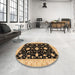 Round Machine Washable Abstract Bakers Brown Rug in a Office, wshabs3623