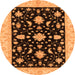 Round Machine Washable Oriental Orange Traditional Area Rugs, wshabs3623org