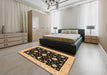 Abstract Bakers Brown Oriental Rug in a Bedroom, abs3623