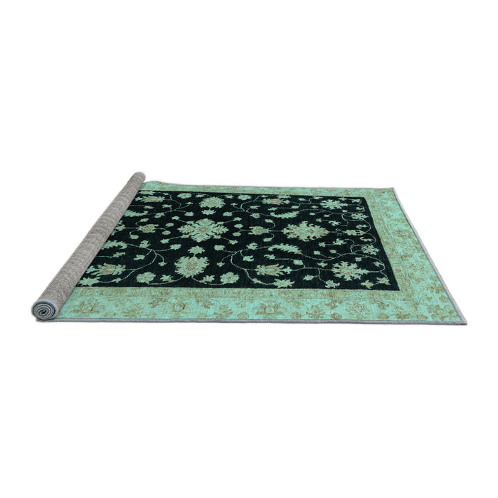 Sideview of Machine Washable Oriental Light Blue Traditional Rug, wshabs3623lblu