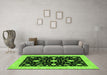 Machine Washable Oriental Green Traditional Area Rugs in a Living Room,, wshabs3623grn