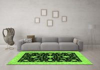 Machine Washable Oriental Green Traditional Rug, wshabs3623grn