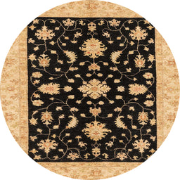 Round Machine Washable Abstract Bakers Brown Rug, wshabs3623