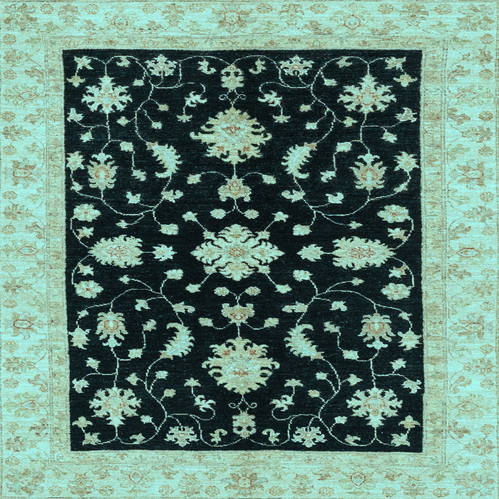 Square Machine Washable Oriental Light Blue Traditional Rug, wshabs3623lblu