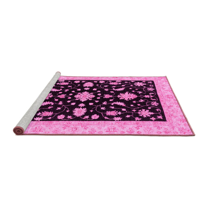 Sideview of Machine Washable Oriental Pink Traditional Rug, wshabs3623pnk