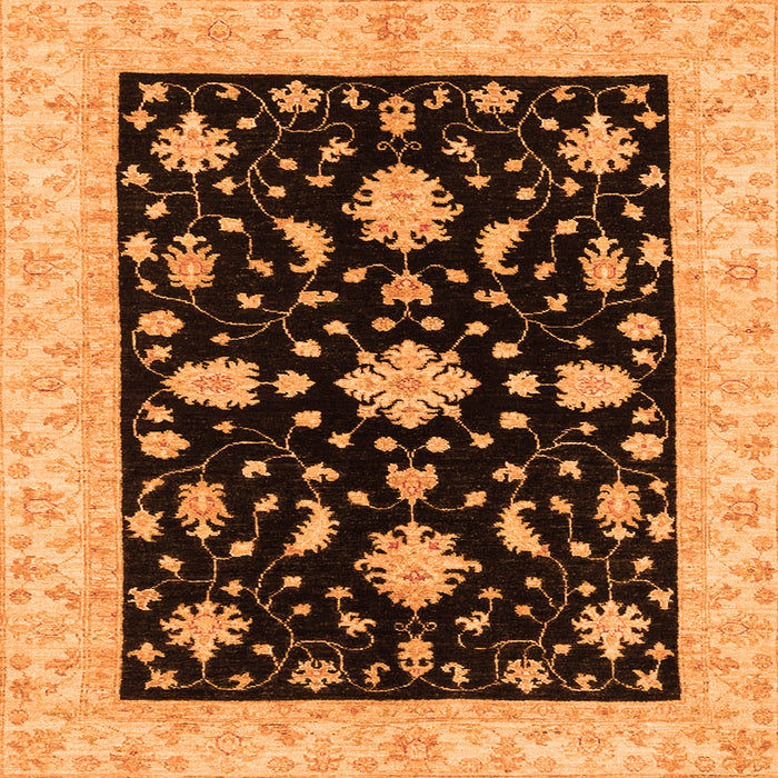 Square Machine Washable Oriental Orange Traditional Area Rugs, wshabs3623org