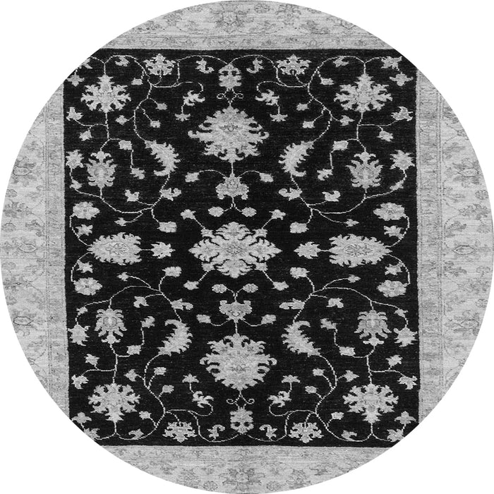 Round Oriental Gray Traditional Rug, abs3623gry
