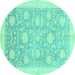 Round Oriental Turquoise Traditional Rug, abs3624turq