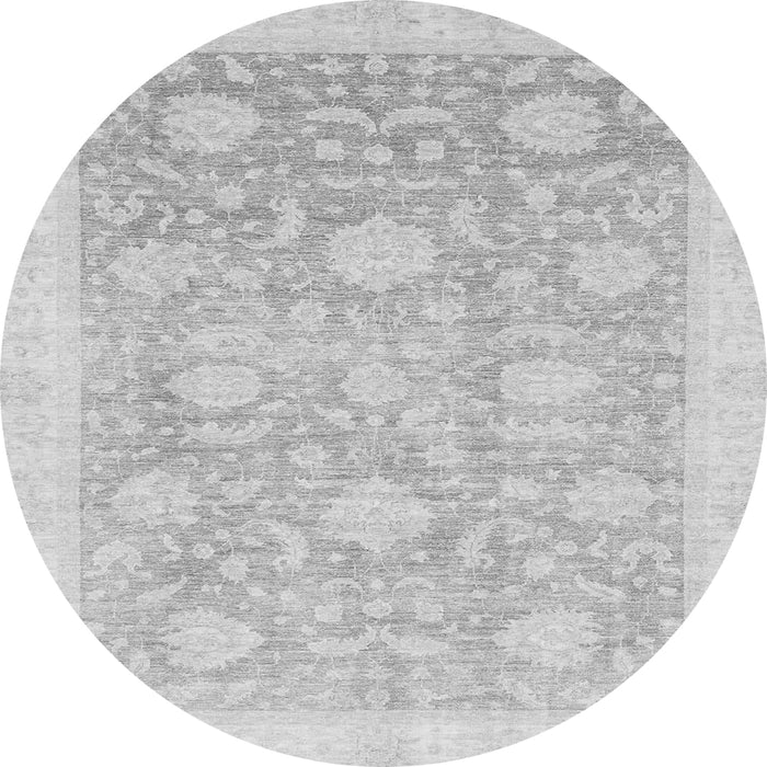 Round Machine Washable Oriental Gray Traditional Rug, wshabs3624gry