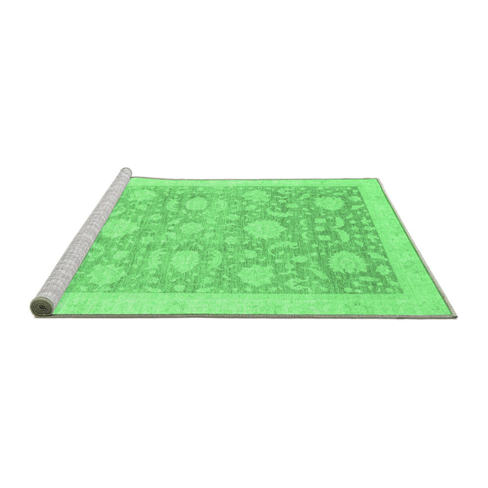 Sideview of Machine Washable Oriental Emerald Green Traditional Area Rugs, wshabs3624emgrn