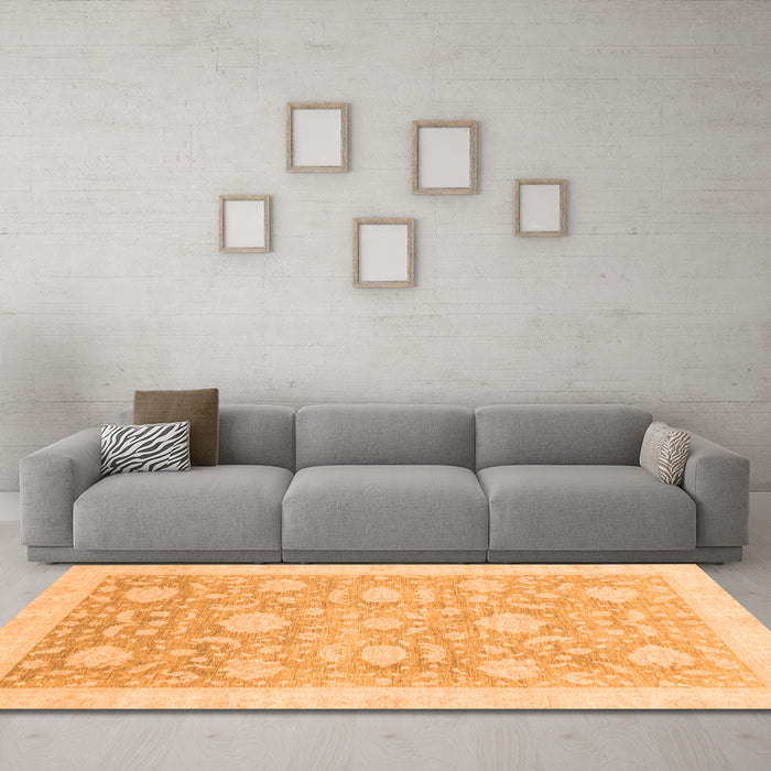Machine Washable Oriental Orange Traditional Area Rugs in a Living Room, wshabs3624org
