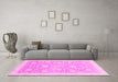 Machine Washable Oriental Pink Traditional Rug in a Living Room, wshabs3624pnk