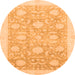 Round Machine Washable Oriental Orange Traditional Area Rugs, wshabs3624org