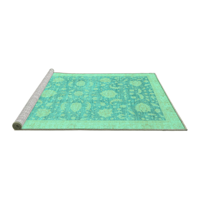 Sideview of Machine Washable Oriental Turquoise Traditional Area Rugs, wshabs3624turq