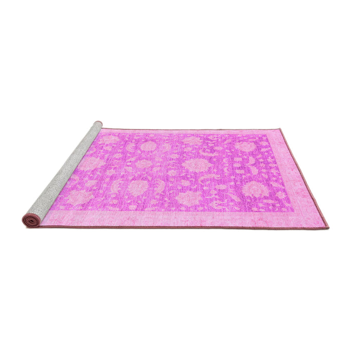Sideview of Machine Washable Oriental Pink Traditional Rug, wshabs3624pnk