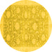 Round Oriental Yellow Traditional Rug, abs3624yw