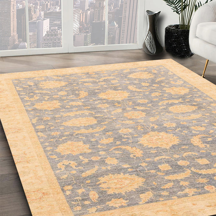 Abstract Brown Oriental Rug in Family Room, abs3624