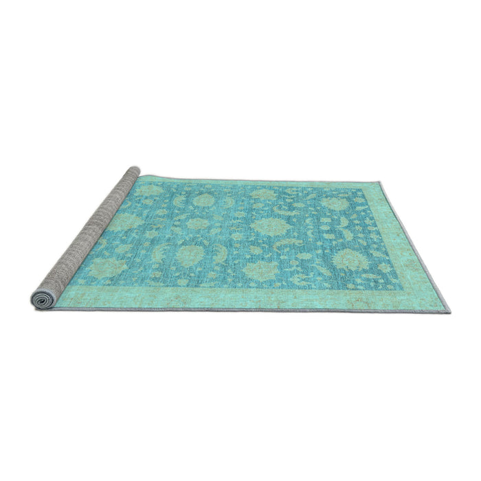 Sideview of Machine Washable Oriental Light Blue Traditional Rug, wshabs3624lblu